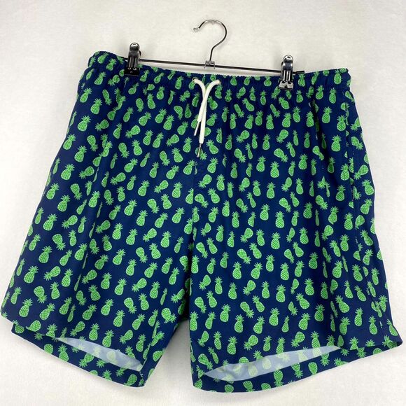 Brmies Other - Bermies Lined Swim Trunks Pineapple Print Dark Blue Mens‎ Size XL